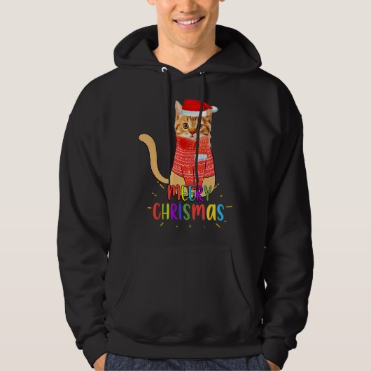 Merry Christmas Cute Cat Christmas For Lovers Hoodie (Voorkant)