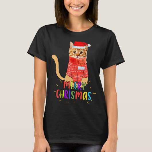 Merry Christmas Cute Cat Christmas For Lovers T-shirt (Voorkant)