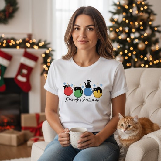 Merry Christmas Cute Christmas Cats Baubles Tri-Blend Shirt