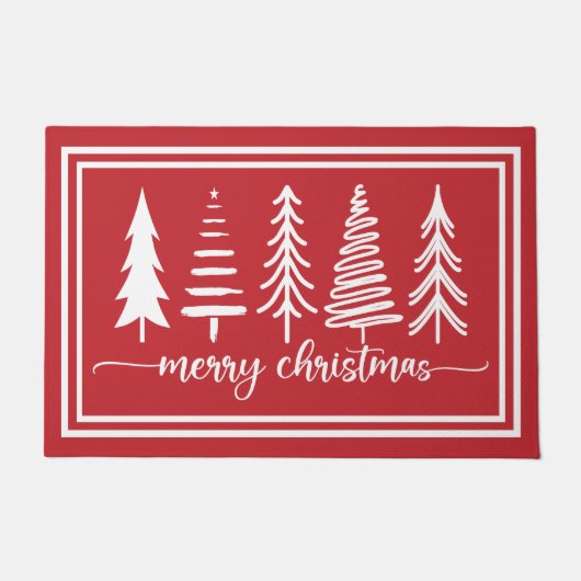 Merry Christmas Cute Christmas Tree Deurmat (Voorkant)
