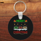 Merry Christmas Cute Crab Xmas Leopard Plaid Santa Sleutelhanger (Voorkant)
