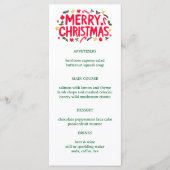 Merry Christmas Cute CUSTOM Holiday Dinner Party Menu (Voorkant)