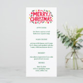 Merry Christmas Cute CUSTOM Holiday Dinner Party Menu (Staand voorkant)