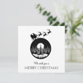 Merry Christmas Cute Custom Santa Sleigh and Trees Feestdagenkaart (Staand voorkant)