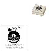 Merry Christmas Cute Custom Santa Sleigh and Trees Rubberstempel (Gestempeld)