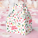 Merry Christmas Cute Doodle Whimsical Pattern  Bedankdoosjes<br><div class="desc">Hope you like this holiday design. Click "personalize" to edit and change the background colors. Check my shop for more matching items like greeting cards, gift tags, stickers, mugs, towels, tissue paper as well as other holiday patterns. Thanks for shopping with me! if you'd like something custom let me know!...</div>