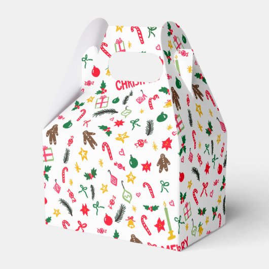 Merry Christmas Cute Doodle Whimsical Pattern  Bedankdoosjes (Achterkant)