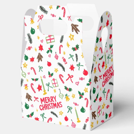 Merry Christmas Cute Doodle Whimsical Pattern  Bedankdoosjes (Geopend)