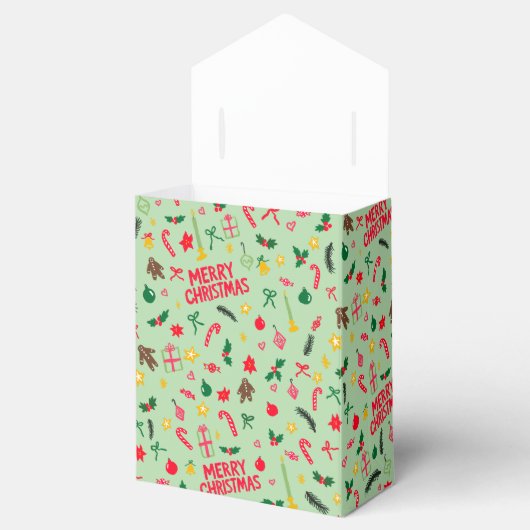 Merry Christmas Cute Doodle Whimsical Pattern Bedankdoosjes (Geopend)