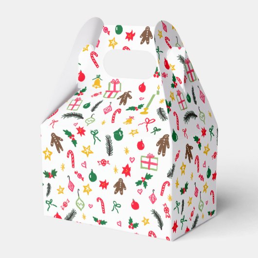 Merry Christmas Cute Doodle Whimsical Pattern  Bedankdoosjes (Achterkant)