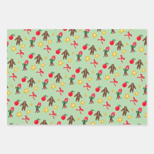 Merry Christmas Cute Doodle Whimsical Pattern Inpakpapier Vel (Voorkant 2)