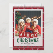 Merry Christmas Cute Family Photo Card Kaart (Voorkant)