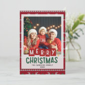 Merry Christmas Cute Family Photo Card Kaart (Staand voorkant)