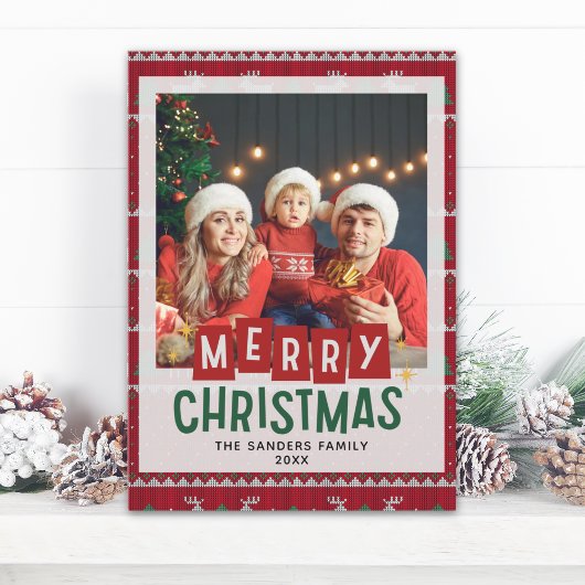 Merry Christmas Cute Family Photo Card Kaart
