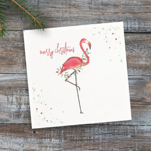 Merry Christmas Cute Festive Flamingo String Light Servet