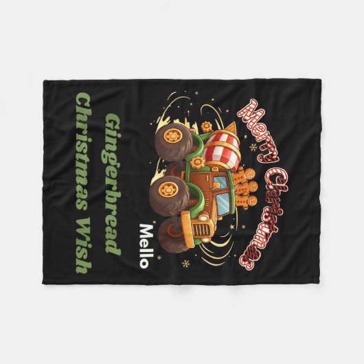 Merry Christmas Cute Gingerbread Mello Mixer Truck Fleece Deken (Voorkant (Horizontaal))