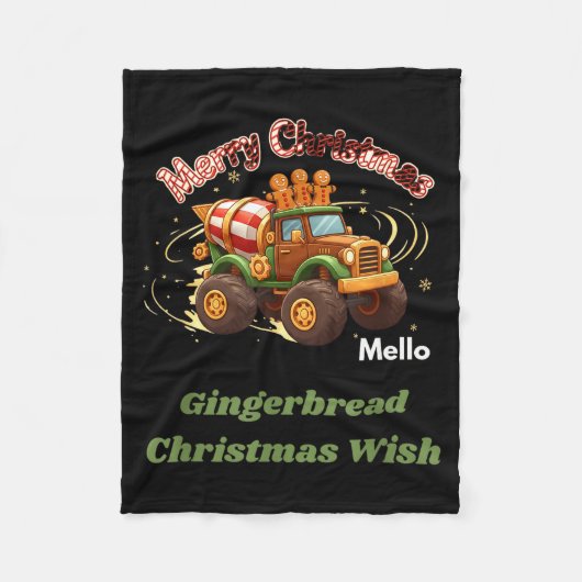 Merry Christmas Cute Gingerbread Mello Mixer Truck Fleece Deken (Voorkant)