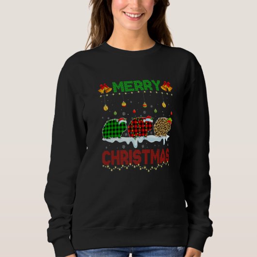 Merry Christmas Cute Guinea pig Xmas Leopard Plaid Trui (Voorkant)