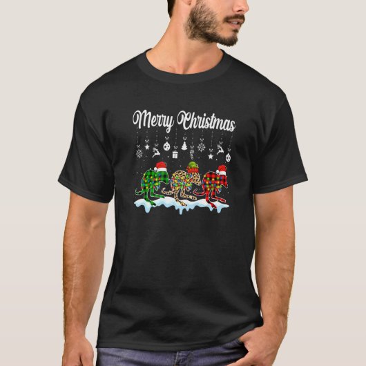 Merry Christmas Cute Kangaroo  Xmas Leopard Plaid T-shirt (Voorkant)