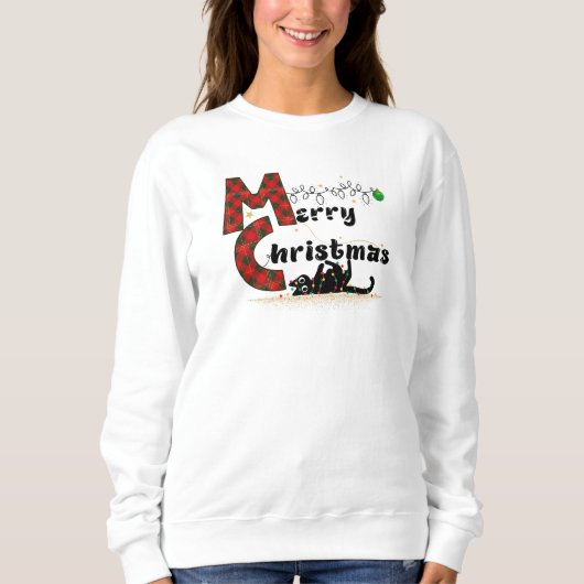 Merry Christmas, Cute Kitten with Holiday Lights Trui (Voorkant)