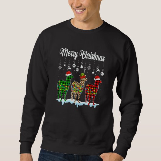 Merry Christmas Cute Llama  Xmas Leopard Plaid Trui (Voorkant)