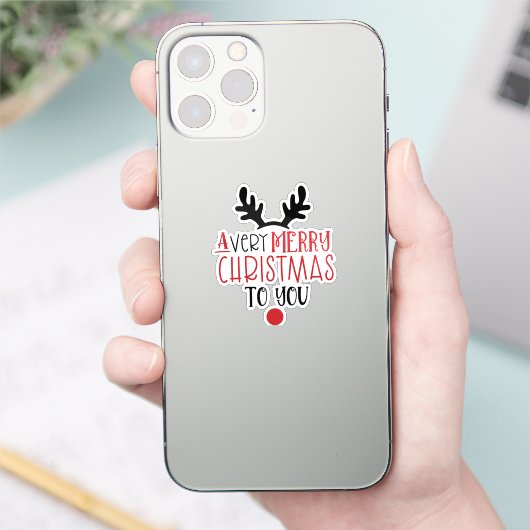 Merry Christmas Cute Modern Typography Sticker (Telefoon)