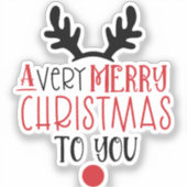 Merry Christmas Cute Modern Typography Sticker (Voorkant)