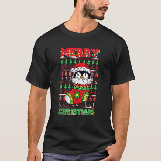 Merry Christmas Cute Penguin Ugly Xmas 1 T-shirt (Voorkant)