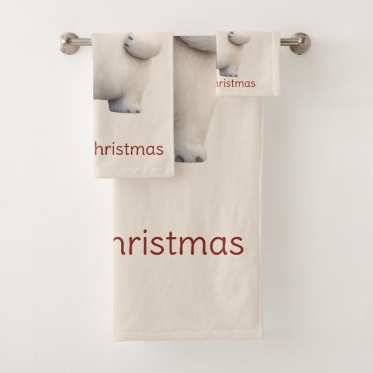 Merry Christmas Cute Polar Bear Design Bad Handdoek (Insitu)
