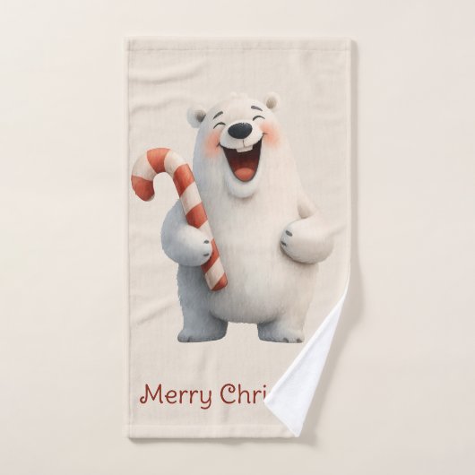 Merry Christmas Cute Polar Bear Design Bad Handdoek (Handdoek)