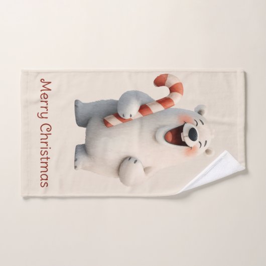 Merry Christmas Cute Polar Bear Design Bad Handdoek (Handdoek)