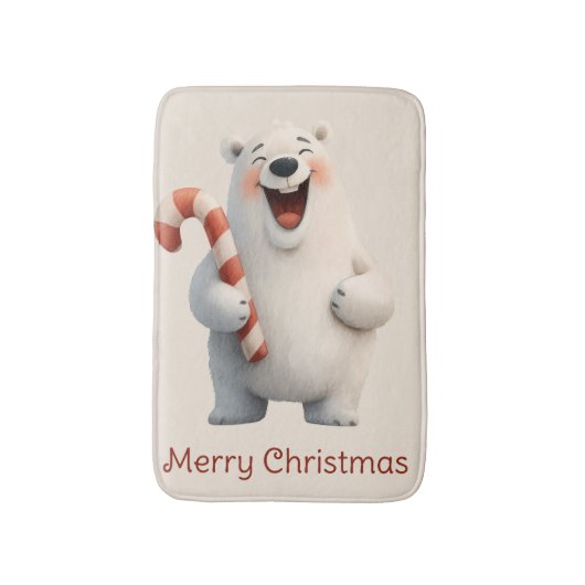 Merry Christmas Cute Polar Bear Design Badmat (Voorkant Verticaal)