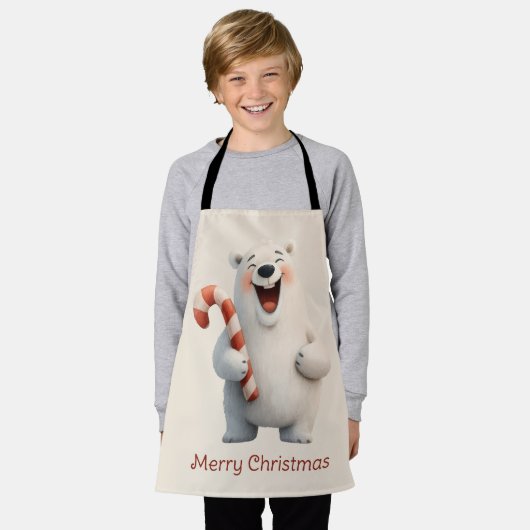 Merry Christmas Cute Polar Bear Design Schort (Gedragen)
