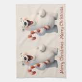 Merry Christmas Cute Polar Bear Design Theedoek (Verticaal)