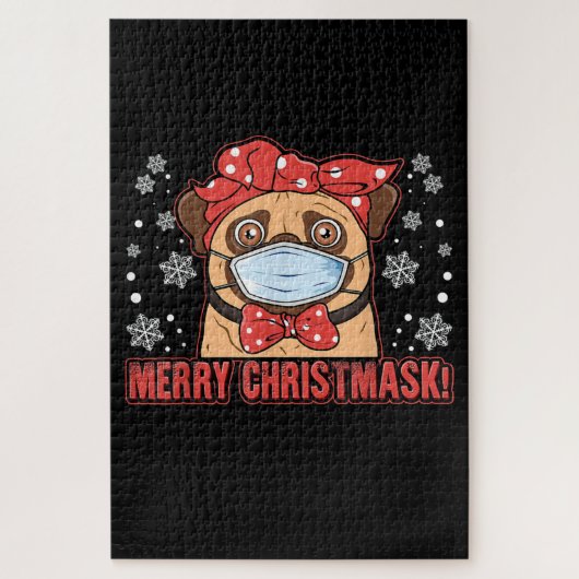 Merry Christmas Cute Pug Dog Breed Furry Legpuzzel (Verticaal)