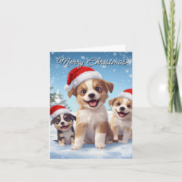 Merry Christmas Cute Puppy Christmas Card Feestdagen Kaart