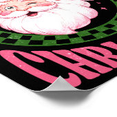 Merry Christmas Cute Santa Nk Retro Glitter Poster (Hoek)