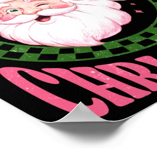 Merry Christmas Cute Santa Nk Retro Glitter  Poster (Hoek)