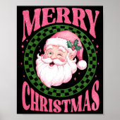 Merry Christmas Cute Santa Nk Retro Glitter  Poster (Voorkant)