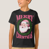 Merry Christmas Cute Santa Nk Retro Glitter  T-shirt (Voorkant)
