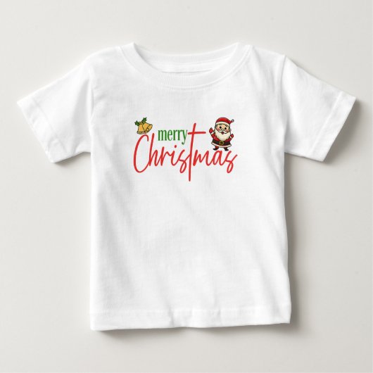 Merry Christmas Cute Santa Script Tee (Voorkant)