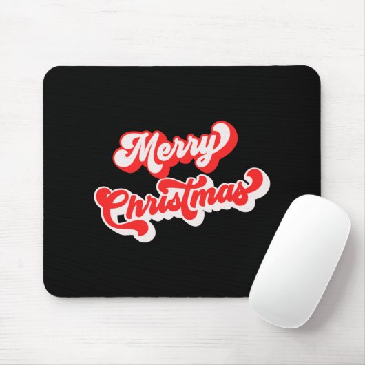 Merry Christmas Cute Simple Retro Calligraphy Red  Muismat (Met muis)