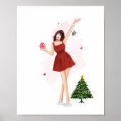 Merry Christmas Cute Sketch Poster (Voorkant)