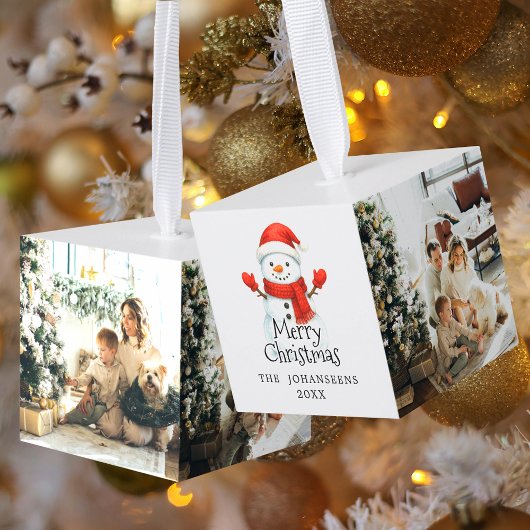 Merry Christmas Cute Snowman 3 Modern Family Photo Decoratie