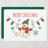 Merry Christmas, Cute Snowman, Christmas Lights (Voorkant / Achterkant)