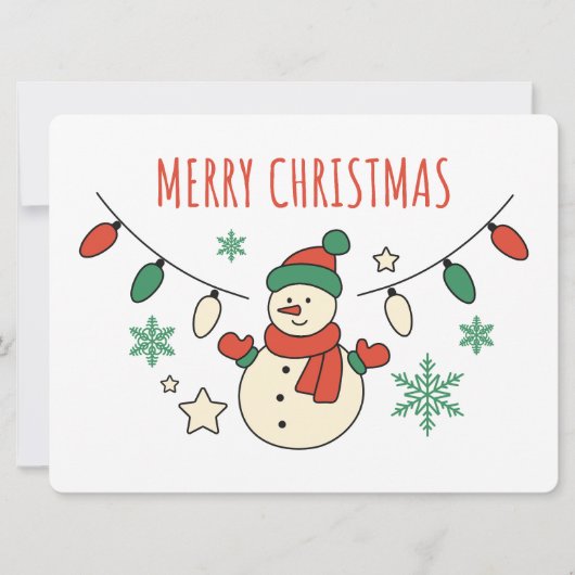 Merry Christmas, Cute Snowman, Christmas Lights (Voorkant)