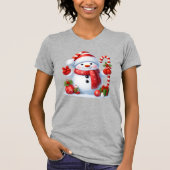 Merry Christmas Cute Snowman Illustration Tee T-shirt (Voorkant)