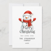 Merry Christmas Cute Snowman Traditional Winter Feestdagenkaart (Voorkant)