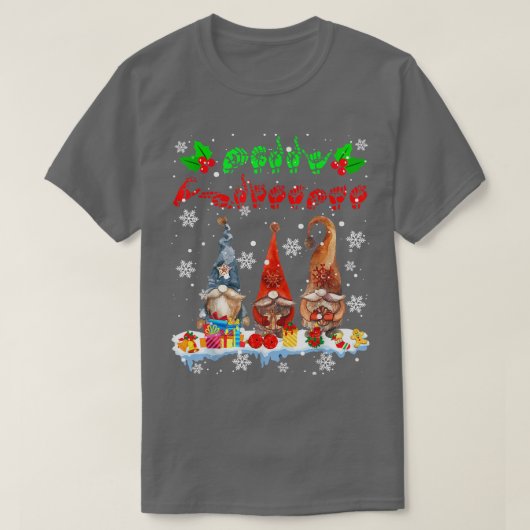 Merry Christmas Cute Three Gnomes ASL Sign Languag T-shirt (Design voorkant)