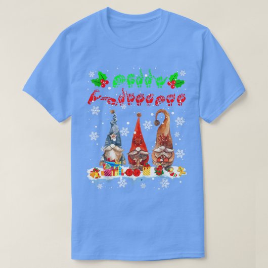 Merry Christmas Cute Three Gnomes ASL Sign Languag T-shirt (Design voorkant)
